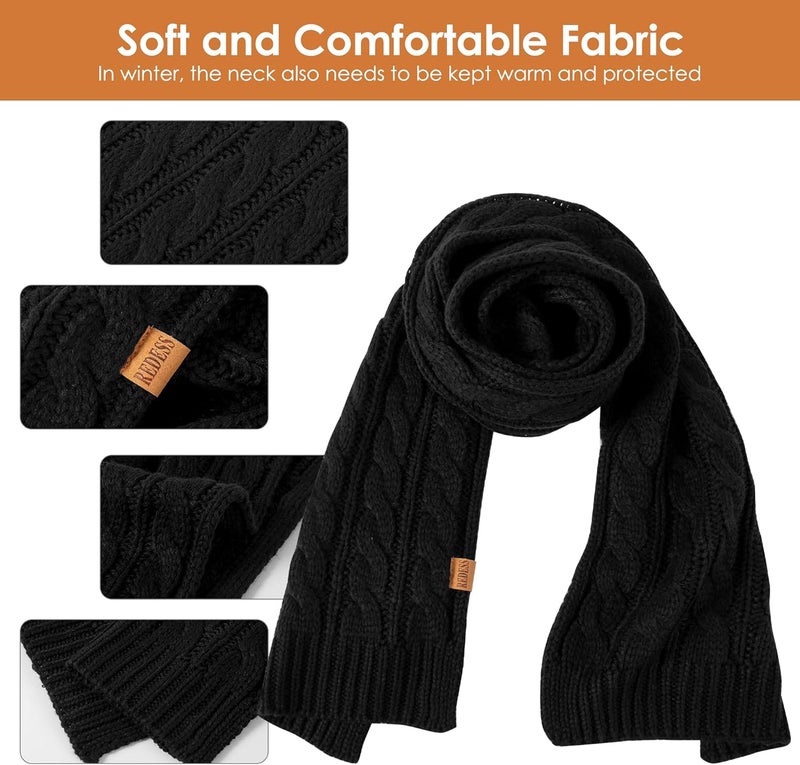 REDESS Women's Big Knit Scarf Winter Warm Long Wrap Cashmere Wool Thick Winter Large Chunky Scarf for Women - Image 3